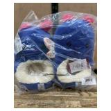 Blue Plush Youth Slippers Size 6/7