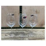 3 Clear White Wine Glasses