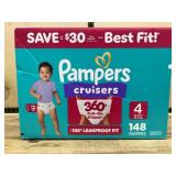 Pampers Cruisers Diapers Size 4, 148 Count
