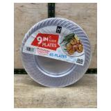 9 Inch Clear Plastic Plates, 45 Pack