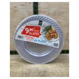 9 Inch Clear Plastic Plates, 45 Pack