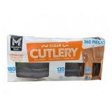 360-Piece Clear Plastic Cutlery Set