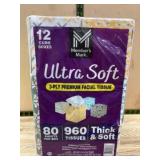 Ultra Soft 3-Ply Facial Tissue Pack, 12 Boxes