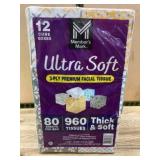 Ultra Soft 3-Ply Premium Facial Tissue 12-Pack