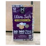 Ultra Soft 3-Ply Premium Facial Tissue 12-Pack