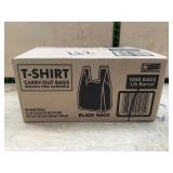 T-Shirt Style Carry-Out Black Bags, 1000 Ct