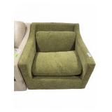 Green Upholstered Armchair, Missing Bottom Cushion