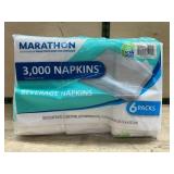 Marathon 1-Ply Beverage Napkins 3000 Ct