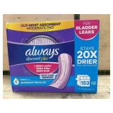 Always Discreet Plus Moderate Regular Pads 153ct