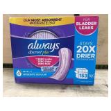 Always Discreet Plus Moderate Regular Pads 153ct