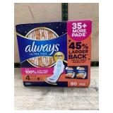 Always Ultra Thin RapidDry Overnight Pads 80 Ct