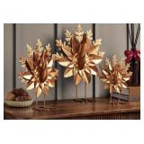3 Gold Turkey Iron Decor Figures