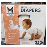 Premium Diapers Size 3, 222 Count