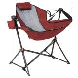 Folding Red Camp Chair with Headrest