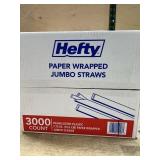 Hefty Paper Wrapped Jumbo Straws 3000 Count