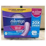 Always Discreet Plus Moderate Regular Pads 153ct