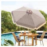 Tempera 7.5' Cane Fringe Outdoor Patio Umbrella