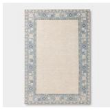 7'x10' Blue Border Polyester Area Rug