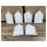 6 Wood House-Shaped Display Trays