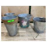 Metal Buckets and Planters, Lot of 4