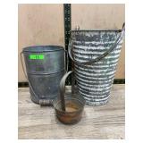 Three Metal Pails with Handles Assorted Sizes