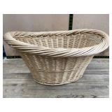 Large Oval Wicker Basket with Braided Rim