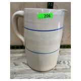 Stoneware Pitcher With Blue Bands
