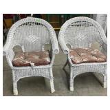 White Wicker Armchairs with Cushions