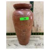 Brown Wood Turned Vase With Wide Neck