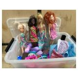 Barbie Dolls and Accessories Lot in Storage Bin
