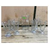 Glass Pitcher and Set of 6 Soda Fountain Glasses