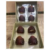 8 Amber Turkey Napkin Rings in Box
