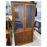 Tall Oak China Cabinet With 3 Shelves, 36" Wide