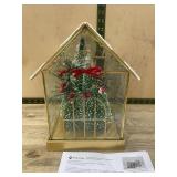 12" Prelit Glass House Holiday Decoration