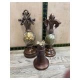 Decorative Finials and Wooden Chess Rook Trio