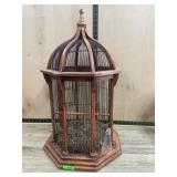 Wood and Metal Hexagonal Birdcage with Finial Top