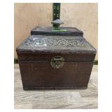 Embossed wood Decorative Storage Box with Lid