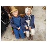 Ceramic Elderly Couple Dolls on Bench