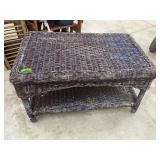 Rectangular Wicker Coffee Table With Lower Shelf