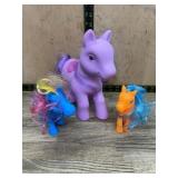 3 Colorful Plastic Toy Ponies