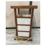 Wood Frame Table Lamp With Frosted Side Panels