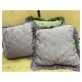 3 Fringed Decorative Throw Pillows