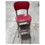 Cosco Red Step Stool Chair With Chrome Legs