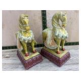 Pair Hand-Painted stone Horse Sculptures