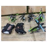 5 RC Helicopters and 2 Remote Controls