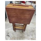 4 Folding Wood TV Trays with Stand