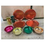 Colorful Aluminum Plates Cups Bowls Set 10 pc