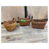 Longaberger Basket Trio With Leather Handles
