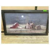 Framed Moonlit Farmhouse Print, 15x26 Frame