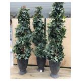 Three 40" Artificial Ivy Topiary Plants